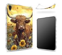 Progettata per iPad Mini 6 8,3 pollici 2021 Mini 6a generazione, retro trasparente con girasole di bestiame delle Highland, sottile e morbido TPU protezione angolare antiurto copertura paraurti