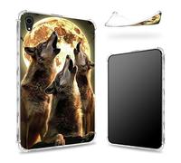 Progettata per iPad Mini 6 8,3 pollici 2021 Mini 6a generazione, retro trasparente con lupo ululante luna, sottile e morbido TPU protezione angolare antiurto copertura paraurti