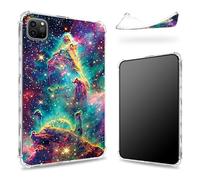 Progettata per iPad Pro 11" (2022/2021/2020), retro trasparente con Art Universe Galaxy, sottile e morbido TPU protezione angolare antiurto copertura antiurto
