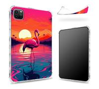 Progettata per iPad Pro 12,9" 6a generazione 2022/5a generazione 2021/4a generazione 2020, retro trasparente con fenicottero rosa tramonto cielo, sottile e morbido TPU protezione angolare antiurto