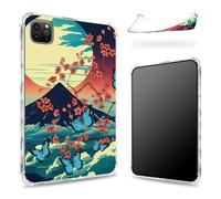 Progettata per iPad Pro 12,9" 6a generazione 2022/5a generazione 2021/4a generazione 2020, retro trasparente con supporto Fuji Sakura Butterfly, sottile e morbido TPU protezione angolare antiurto