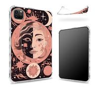 Progettata per iPad Pro 12,9" 6a generazione 2022/5a generazione 2021/4a generazione 2020, retro trasparente con luna sole stelle rosa, sottile e morbido TPU protezione angolare antiurto copertura