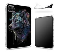 Progettata per iPad Pro 12,9" 6a generazione 2022/5a generazione 2021/4a generazione 2020, retro trasparente con Art Wolf, sottile e morbido TPU protezione antiurto antiurto