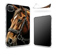 Progettata per iPad Pro 12,9 pollici 6a generazione 2022/5a generazione 2021/4a generazione 2020, retro trasparente con cavallo arte, sottile e morbido TPU protezione antiurto antiurto