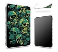 Progettata per Kindle Fire HD 8 e Fire HD 8 Plus 8" (12a generazione 2022), retro trasparente con teschio verde neon, protezione angolare sottile in morbido TPU antiurto
