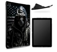 Progettata per Samsung Galaxy Tab A7 Lite 8,7" 2021 (SM-T225/T220/T227), retro in gomma TPU opaca con bandiera guerriera biologica, custodia protettiva sottile in gomma morbida silicone antiurto