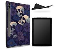 Progettata per Samsung Galaxy Tab S6 10,5" 2019 SM - T860/T865, retro in gomma TPU opaca con teschio di fiore viola, custodia protettiva sottile in morbido silicone antiurto con supporto S Pen