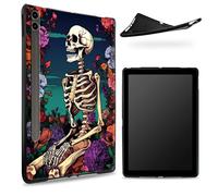 Progettata per Samsung Galaxy Tab S6 10,5" 2019 SM - T860/T865, retro in gomma TPU opaca con teschio fiore, custodia protettiva sottile in morbido silicone antiurto con supporto S Pen