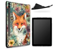 Progettata per Samsung Galaxy Tab S6 10,5" 2019 SM - T860/T865, retro in gomma TPU opaca con volpe in fiore, custodia protettiva sottile in morbido silicone antiurto con supporto S Pen