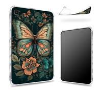 Progettata per Samsung Galaxy Tab S6 Lite 10,4" 2022/2020, retro trasparente con farfalle e fiori, protezione angolare sottile in morbido TPU antiurto