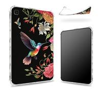 Progettata per Samsung Galaxy Tab S6 Lite 10,4" 2022/2020, retro trasparente con fiori di colibrì, protezione angolare sottile in morbido TPU antiurto