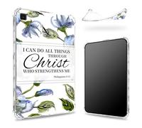 Progettata per Samsung Galaxy Tab S6 Lite 10.4" 2022/2020, retro trasparente con fiori Philippians 4:13, protezione angolare sottile e morbida in TPU antiurto