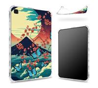 Progettata per Samsung Galaxy Tab S6 Lite 10,4" 2022/2020, retro trasparente con supporto Fuji Sakura Butterfly, sottile e morbido TPU protezione angolare antiurto copertura antiurto