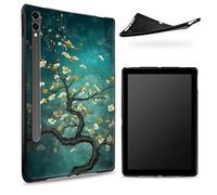 Progettata per Samsung Galaxy Tab S7/S8 SM -X700/X706/T870/T875/T878, retro in gomma TPU opaca con albicocca giapponese, custodia sottile in gomma morbida in silicone con S Pen Holder