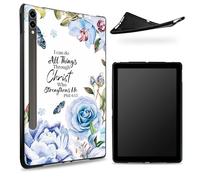 Progettata per Samsung Galaxy Tab S7/S8 SM -X700/X706/T870/T875/T878, retro in gomma TPU opaca con Bibbia blu, custodia sottile in gomma morbida in silicone con S Pen Holder