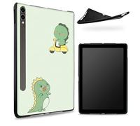 Progettata per Samsung Galaxy Tab S7/S8 SM -X700/X706/T870/T875/T878, retro in gomma TPU opaca con dinosauro verde, custodia sottile in gomma morbida in silicone con S Pen Holder