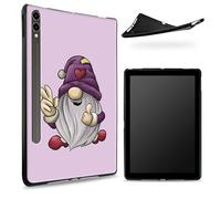 Progettata per Samsung Galaxy Tab S7/S8 SM -X700/X706/T870/T875/T878, retro in gomma TPU opaca con graziosa piccola nana viola, custodia sottile in silicone morbido con portapenne S