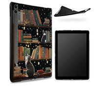Progettata per Samsung Galaxy Tab S8 Plus 2022 / S7 FE 2021 / S7 Plus 2020 12,4 pollici, retro in gomma TPU opaca con libreria di gatti, custodia sottile in gomma morbida in silicone con S Pen Holder