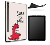 Progettata per Samsung Galaxy Tab S8 Plus 2022 / S7 FE 2021 / S7 Plus 2020 12,4 pollici, retro in gomma TPU opaca con dinosauro Just for Fun, custodia sottile in gomma morbida in silicone con S Pen