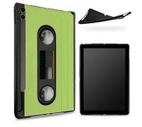 Progettata per Samsung Galaxy Tab S8 Plus 2022 / S7 FE 2021 / S7 Plus 2020 12,4 pollici, retro in gomma TPU opaca con cassetta a nastro verde, custodia sottile in gomma morbida in silicone con S Pen