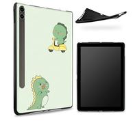 Progettata per Samsung Galaxy Tab S8 Plus 2022 / S7 FE 2021 / S7 Plus 2020 12,4 pollici, retro in gomma TPU opaca con dinosauro verde, custodia sottile in gomma morbida in silicone con S Pen Holder