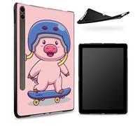Progettata per Samsung Galaxy Tab S8 Plus 2022 / S7 FE 2021 / S7 Plus 2020 12,4 pollici, retro in gomma TPU opaca con Pig Bike, custodia sottile in gomma morbida in silicone con S Pen Holder