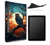 Progettata per Samsung Galaxy Tab S8 Plus 2022 / S7 FE 2021 / S7 Plus 2020 12,4 pollici, retro in gomma TPU opaca con gufo blu, custodia sottile in gomma morbida in silicone con S Pen Holder