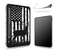 Progettata per Samsung Galaxy Tab S9 FE 5G 11,9" 2023 Custodia con portapenne, retro trasparente con bandiera americana di cervo, cover paraurti sottile in morbido TPU antiurto
