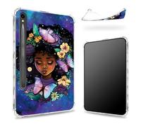 Progettata per Samsung Galaxy Tab S9 FE 5G 11,9" 2023 Custodia con portapenne, retro trasparente con bella galassia ragazza, cover paraurti sottile in morbido TPU antiurto