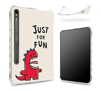 Progettata per Samsung Galaxy Tab S9 FE 5G 11,9" 2023 Custodia con portapenne, retro trasparente con dinosauro Just for Fun, cover paraurti sottile in morbido TPU antiurto
