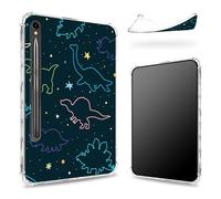Progettata per Samsung Galaxy Tab S9 FE 5G 11,9" 2023 Custodia con portapenne, retro trasparente con divertenti dinosauri, cover paraurti sottile in morbido TPU antiurto