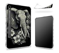 Progettata per Samsung Galaxy Tab S9 FE 5G 11.9" 2023 Custodia con portapenne, retro trasparente con elefante decorativo, cover paraurti sottile in morbido TPU antiurto