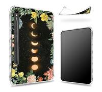 Progettata per Samsung Galaxy Tab S9 FE 5G 11,9" 2023 Custodia con portapenne, retro trasparente con fiore di luna, cover paraurti antiurto in morbido TPU sottile