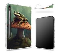 Progettata per Samsung Galaxy Tab S9 FE 5G 11,9" 2023 Custodia con portapenne, retro trasparente con fungo rana, cover paraurti sottile in morbido TPU antiurto