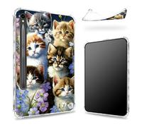Progettata per Samsung Galaxy Tab S9 FE 5G 11,9" 2023 Custodia con portapenne, retro trasparente con famiglia di gatti, cover paraurti sottile in morbido TPU antiurto