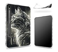 Progettata per Samsung Galaxy Tab S9 FE 5G 11,9" 2023 Custodia con portapenne, retro trasparente con gatto badass, cover paraurti sottile in morbido TPU antiurto