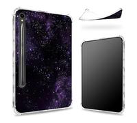 Progettata per Samsung Galaxy Tab S9 FE 5G 11,9" 2023 Custodia con portapenne, retro trasparente con galassia viola, cover paraurti sottile in morbido TPU antiurto