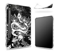 Progettata per Samsung Galaxy Tab S9 FE 5G 11,9" 2023 Custodia con portapenne, retro trasparente con luna serpente strega, cover paraurti sottile in morbido TPU antiurto