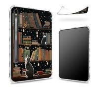 Progettata per Samsung Galaxy Tab S9 FE 5G 11,9" 2023 Custodia con portapenne, retro trasparente con libreria di gatti, cover paraurti sottile in morbido TPU antiurto
