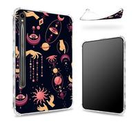 Progettata per Samsung Galaxy Tab S9 FE 5G 11,9" 2023 Custodia con portapenne, retro trasparente con luna gotica strega sole, cover paraurti sottile in morbido TPU antiurto