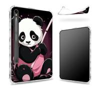 Progettata per Samsung Galaxy Tab S9 FE 5G 11,9" 2023 Custodia con portapenne, retro trasparente con panda, cover paraurti sottile in morbido TPU antiurto