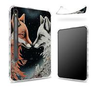 Progettata per Samsung Galaxy Tab S9 FE 5G 11,9" 2023 Custodia con portapenne, retro trasparente con volpe Yin-Yang, cover paraurti sottile in morbido TPU antiurto