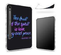 Progettata per Samsung Galaxy Tab S9 FE 5G 11,9" 2023 Custodia con portapenne, retro trasparente con versi biblici, cover paraurti sottile in morbido TPU antiurto