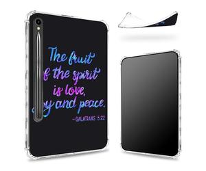 Progettata per Samsung Galaxy Tab S9 FE 5G 11,9" 2023 Custodia con portapenne, retro trasparente con versi biblici, cover paraurti sottile in morbido TPU antiurto