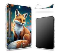 Progettata per Samsung Galaxy Tab S9 FE 5G 11.9" 2023 Custodia con S Pen, retro trasparente con simpatica volpe, cover paraurti sottile in TPU antiurto