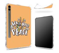 Progettata per Samsung Galaxy Tab S9 FE Plus 5G 12.4" 2023 Custodia con portapenne, retro trasparente con segno colorato della pace della mano, cover paraurti sottile in morbido TPU antiurto