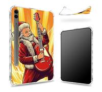 Progettata per Samsung Galaxy Tab S9 FE Plus 5G 12.4" 2023 Custodia con portapenne, retro trasparente con chitarrista Babbo Natale, cover paraurti sottile in morbido TPU antiurto