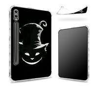 Progettata per Samsung Galaxy Tab S9 Ultra 14,6" 2023 (SM-X91) Custodia con portapenne, retro trasparente con cappello da strega nero, cover paraurti sottile in morbido TPU antiurto