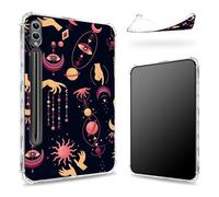 Progettata per Samsung Galaxy Tab S9 Ultra 14,6" 2023 (SM-X91) Custodia con portapenne, retro trasparente con luna gotica strega sole, cover paraurti sottile in morbido TPU antiurto