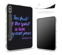 Progettata per Samsung Galaxy Tab S9 Ultra 14,6" 2023 (SM-X91) Custodia con portapenne, retro trasparente con versi biblici, cover paraurti sottile in morbido TPU antiurto